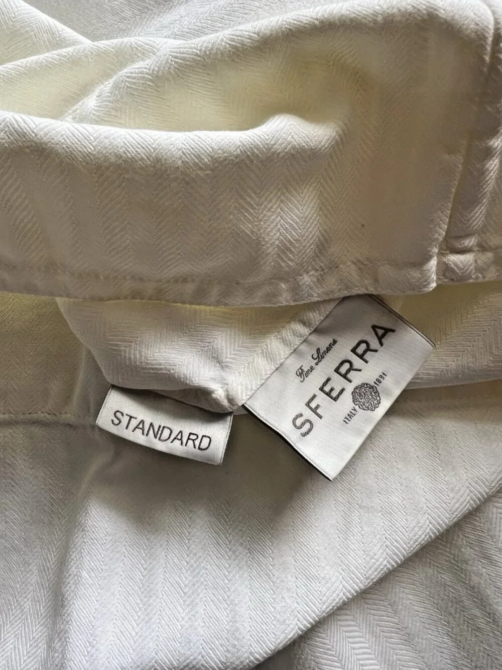 SFERRA Pillowcase PAIR Std IVORY Cream 100% Egyptian Cotton ITALY LUXURY Linens